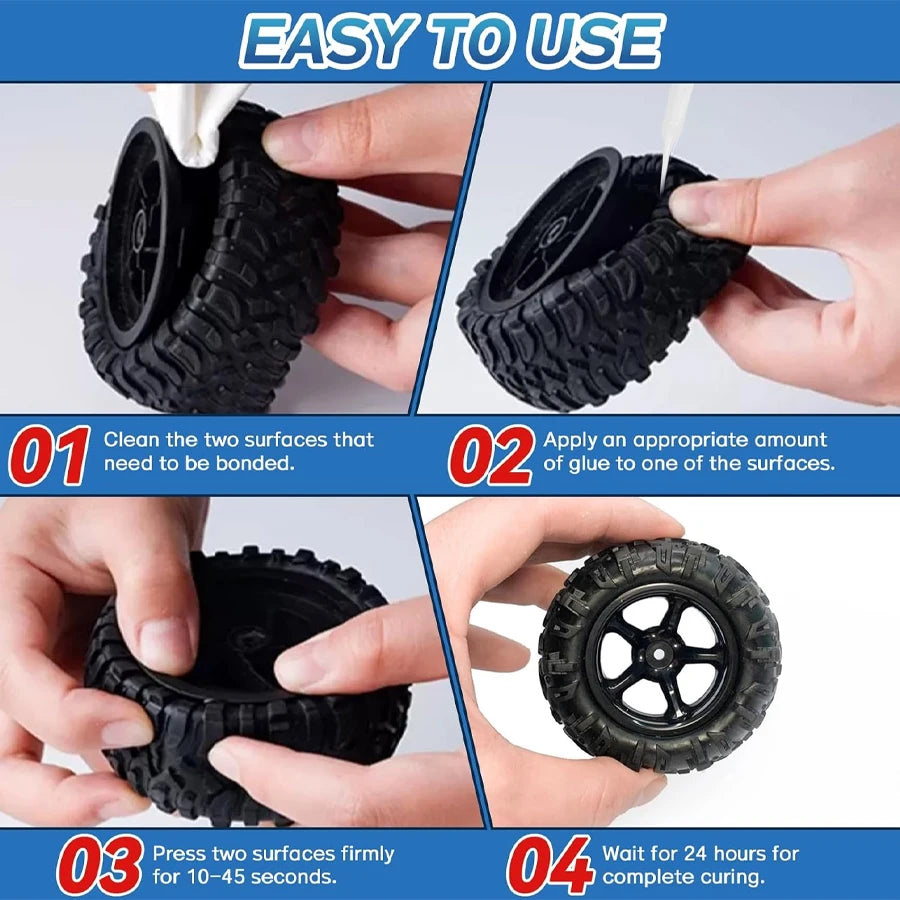 15-35G Super Rubber CA Glue, Fast Curing High Strength Adhesive, Heat & Waterproof Glue for Tire, Hose, Gasket, Rubber & More