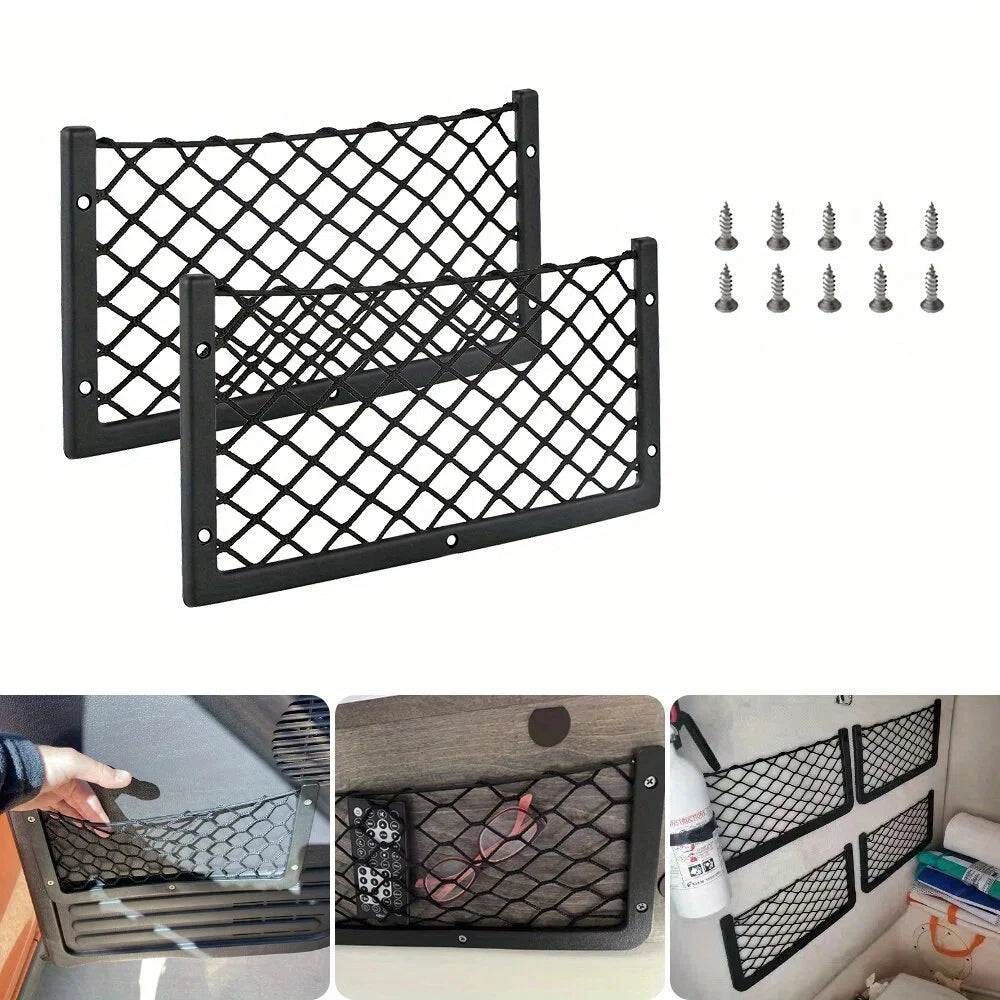 1/2/3pcs Car Storage Mesh Bag Car Mesh Bag Holder with Frame Car Mesh Storage Bag