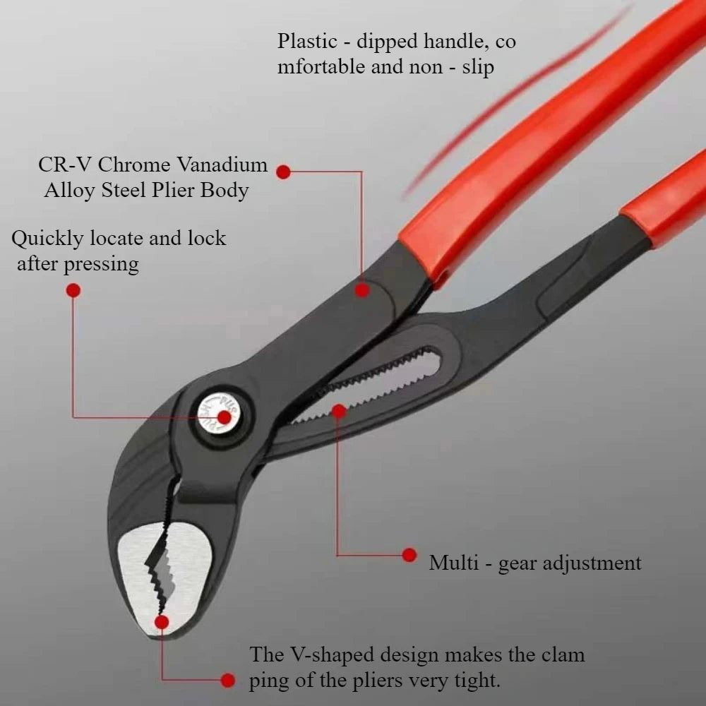 New 7/10/12 Inch Quick Adjust V Jaw Tongue & Groove Pliers, Universal Water Pump Pliers Heavy Duty Plumbing Tool for Pipe Work