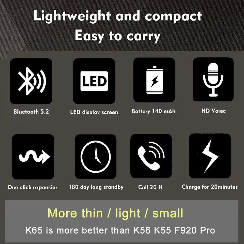 K65 PK K55 F920 Pro Lavalier Business Bluetooth 5.2 Headphone 20H Music LED Digital Display Noice Cancelling Wireless Earphones