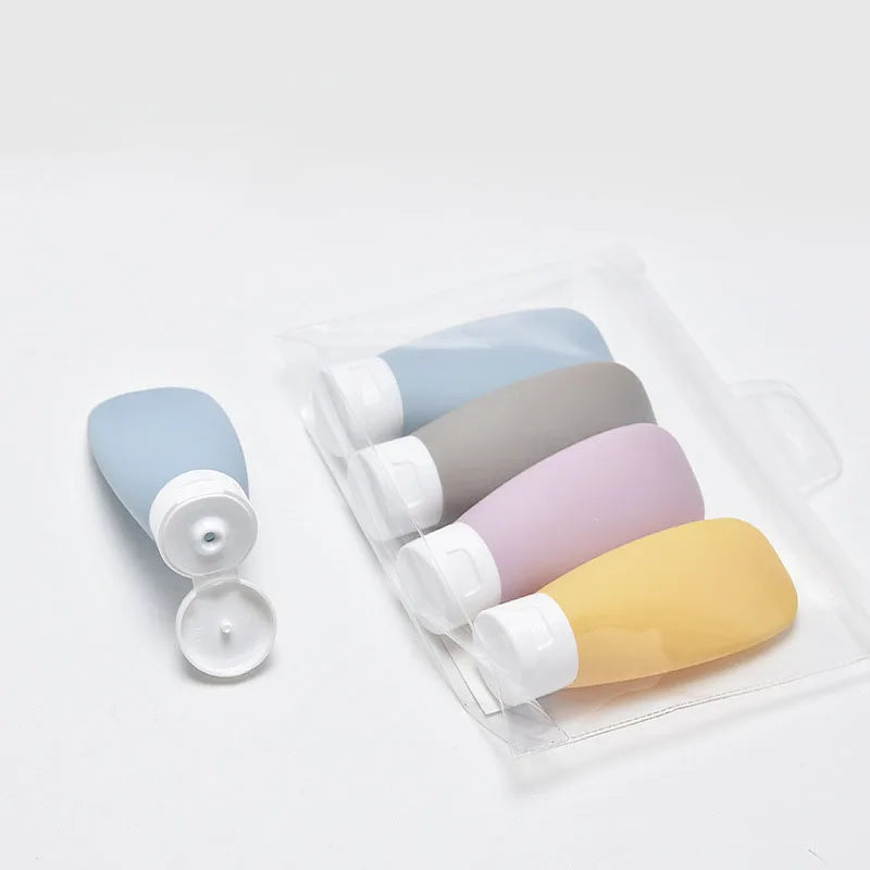 4 Pcs 60ml Liquid Container Empty Refillable Packing Cosmetic Lotion Leakproof Bottle Travel Refillable Bottle Sub-Bottling