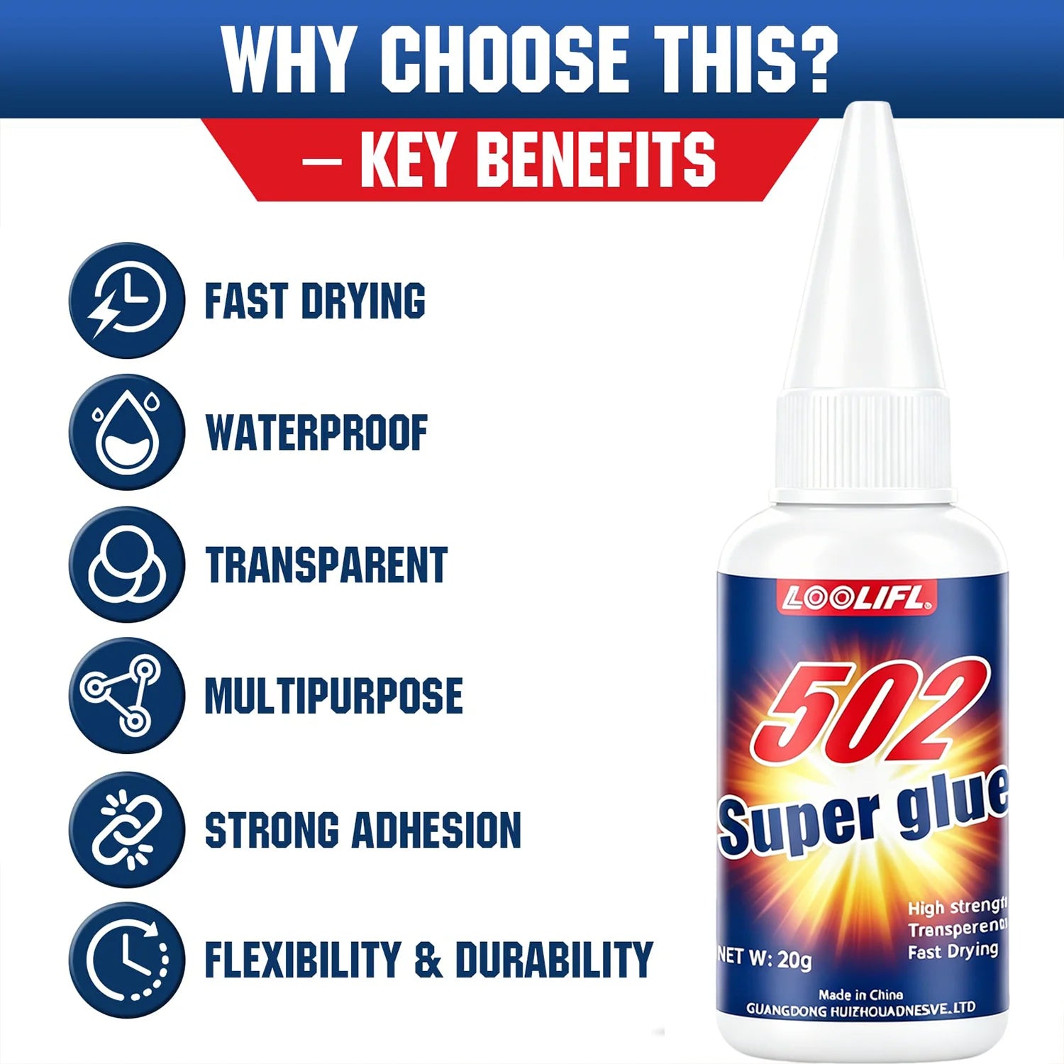 Fast Drying 502 Super Glue Instant Strong Bond Clear Adhesive For Metal Plastic Wood Glass Ceramic Rubber Industrial Hardware