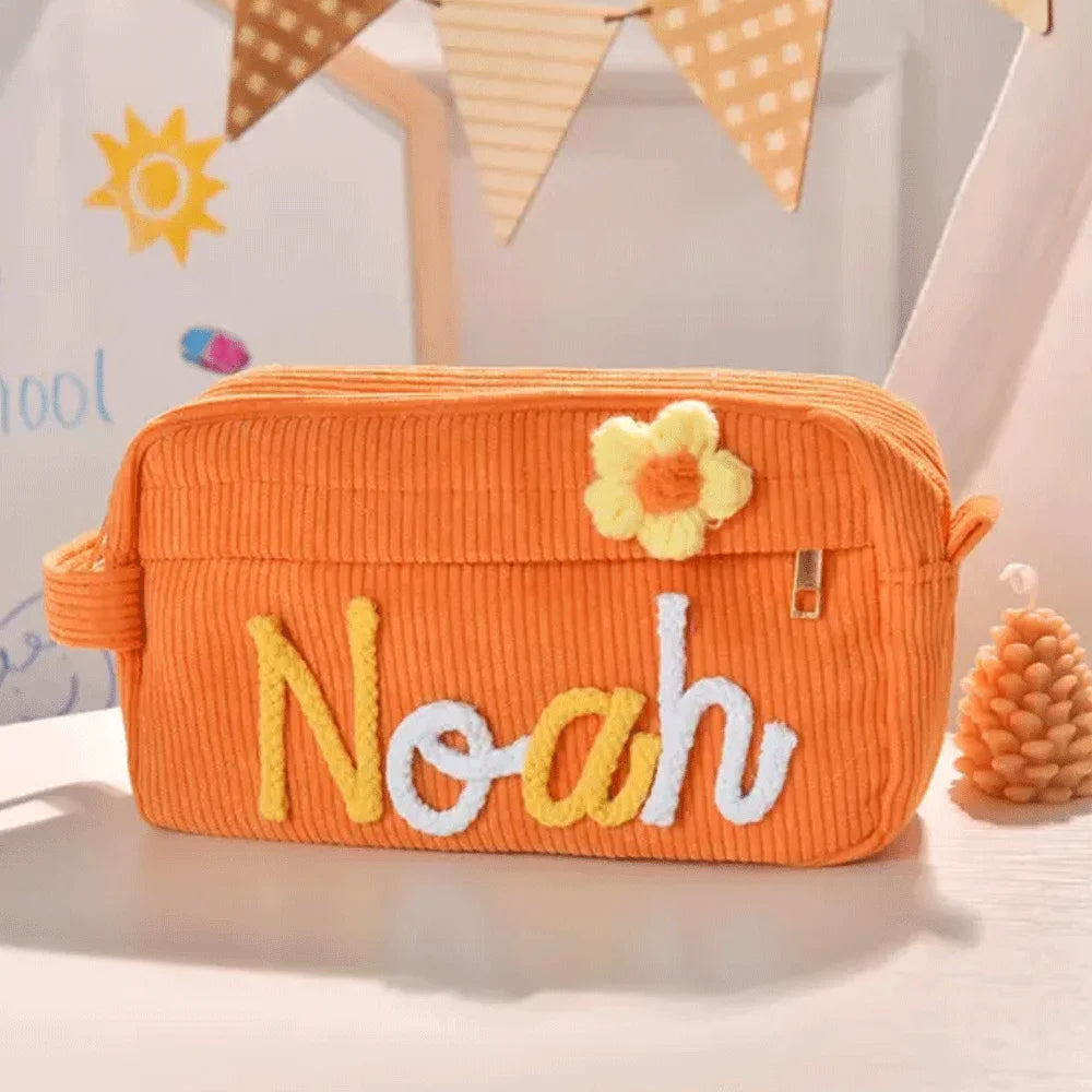 1pc Custom Corduroy Makeup Bag: Personalized yarn name bag, stylish and simple mini portable storage bag with large capacity