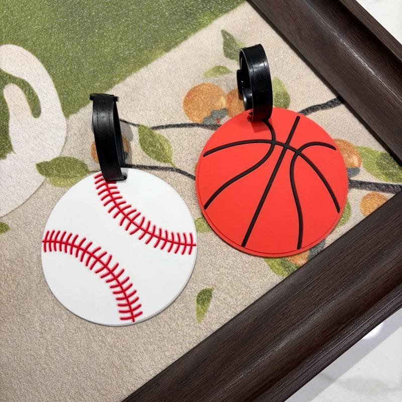 1/2Pcs Sports Basketball, Football, Baseball, Name Luggage Tag, Soft Silicone Anti-Loss Tag, Luggage Suitcase, Travel Backpack P