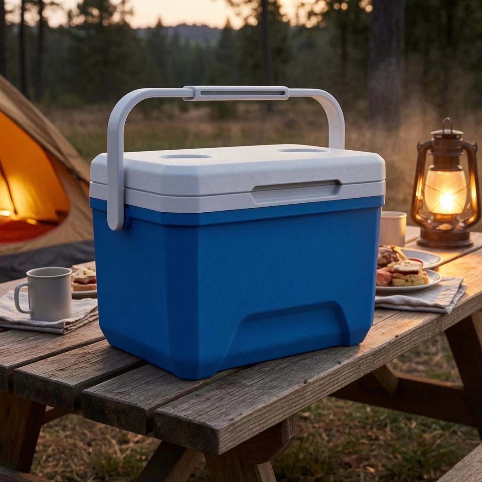 Insulated Cooler Box Rigid Portable Cooler Box Insulated Ice Chest Two-Tone Outdoor Gear Food Grade for Camping