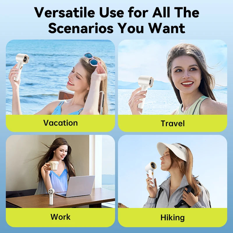 MUXNW 4000mAh Portable Fan 13000RPM USB-C Rechargeable 100-Level Digital Display for Travel Home Office