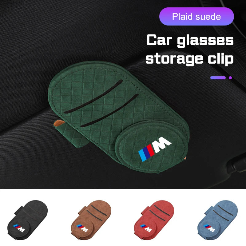 For BMW X1X2X3 X5 X6 X7 G01 G05 G30 F40 E90 F15 M M3 M5 i7 i8 Magnetic Leather Car Glasses Clip Sun Visor Sunglasses Holder Clip