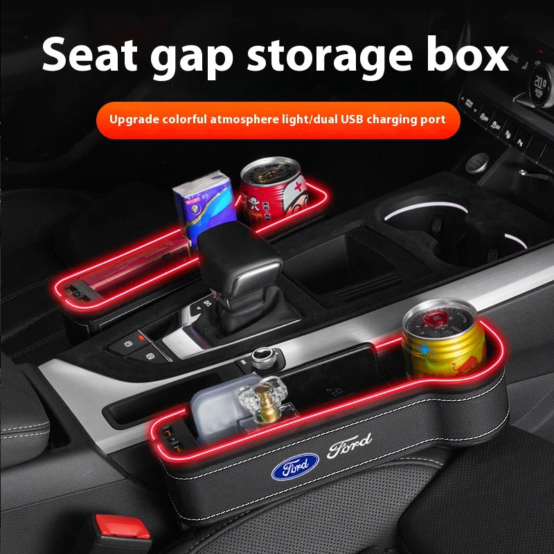For Ford Mondeo Focus Explorer Escape Kuga Everest Bronco F-150 Ranger Transit Car Seat Gap Light Storage Box