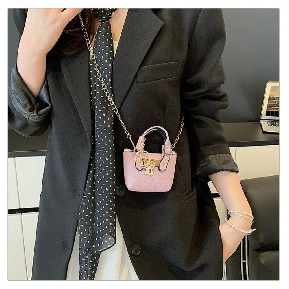 Portable Mini Small Square Bag Hand-held One-shoulder Shoulder Bag Chain Strap Wallet Keychain Women