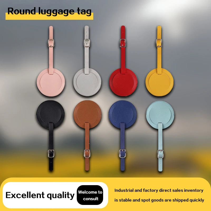 Stylish Round Luggage Tag for Air Travel - Durable Scratch-Resistant Build, Secure Buckle & Removable Contact Card