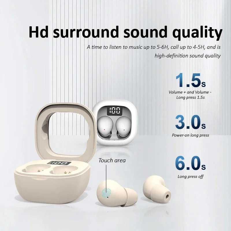 SK19 Wireless Bluetooth Headphones In-Ear Invisible Sleep Earbuds With Mic Noise Cancelling Earphones HiFi Music Headset