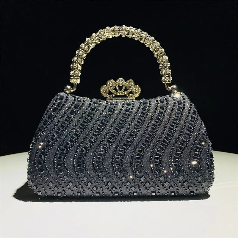 2025 Luxury Full Diamonds Evening Clutch Bag New Fashion Rhinestone Design High End Party Handbags Lady Trendy Shoulder Bag