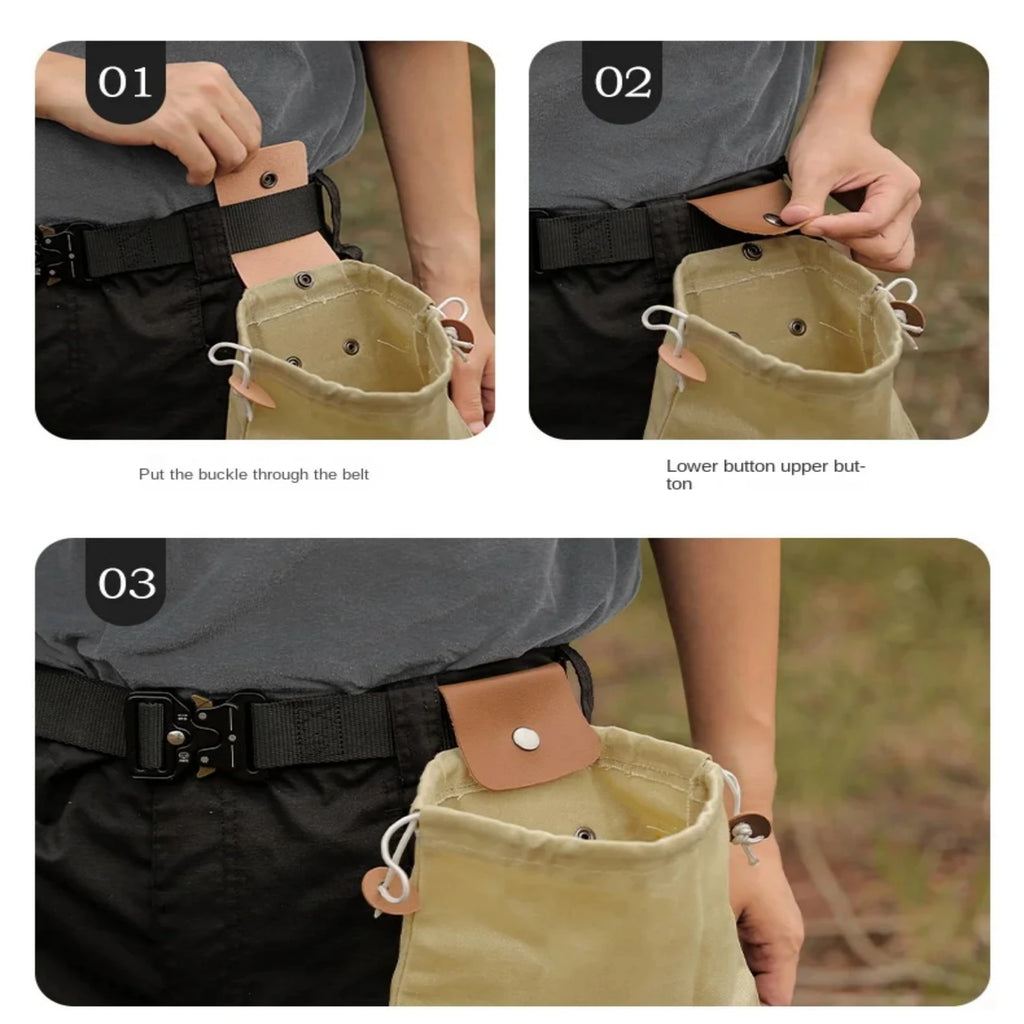Outdoor Foraging Case Bag Leather Bushcraft Bag Vegetable Harvest Garden Fruit Picking Waist Tools Storage Hanging Pouch Camping