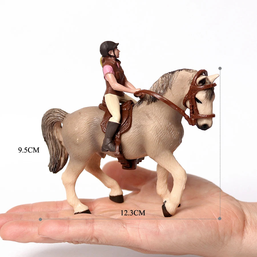 Realistic Equestrian Rider Horse with Saddle and Bridle Riding Playset Model Figures Decoration Educational Toys for Kids
