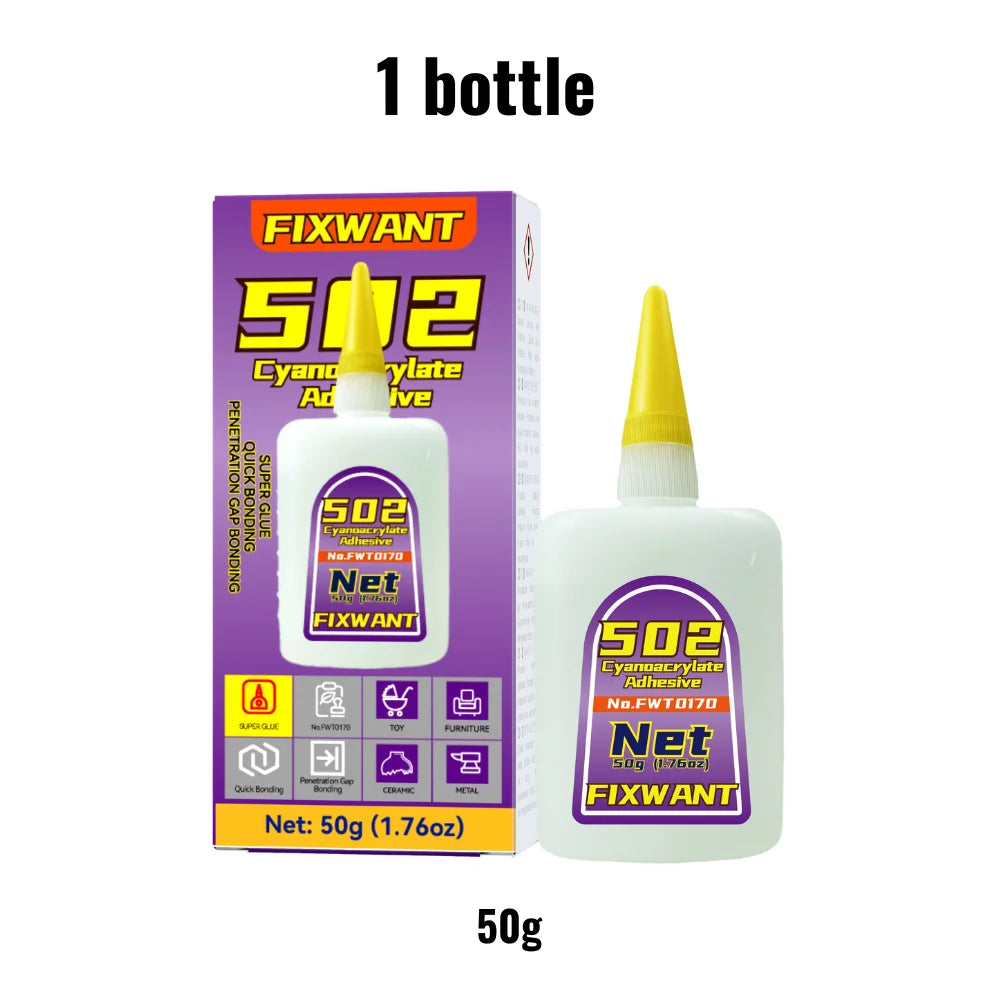 1-3pcs Instant Quick-drying FIXWANT 502 Super Glue Cyanoacrylate Adhesive Leather Rubber Wood Metal Strong Bond Liquid Glue Tool