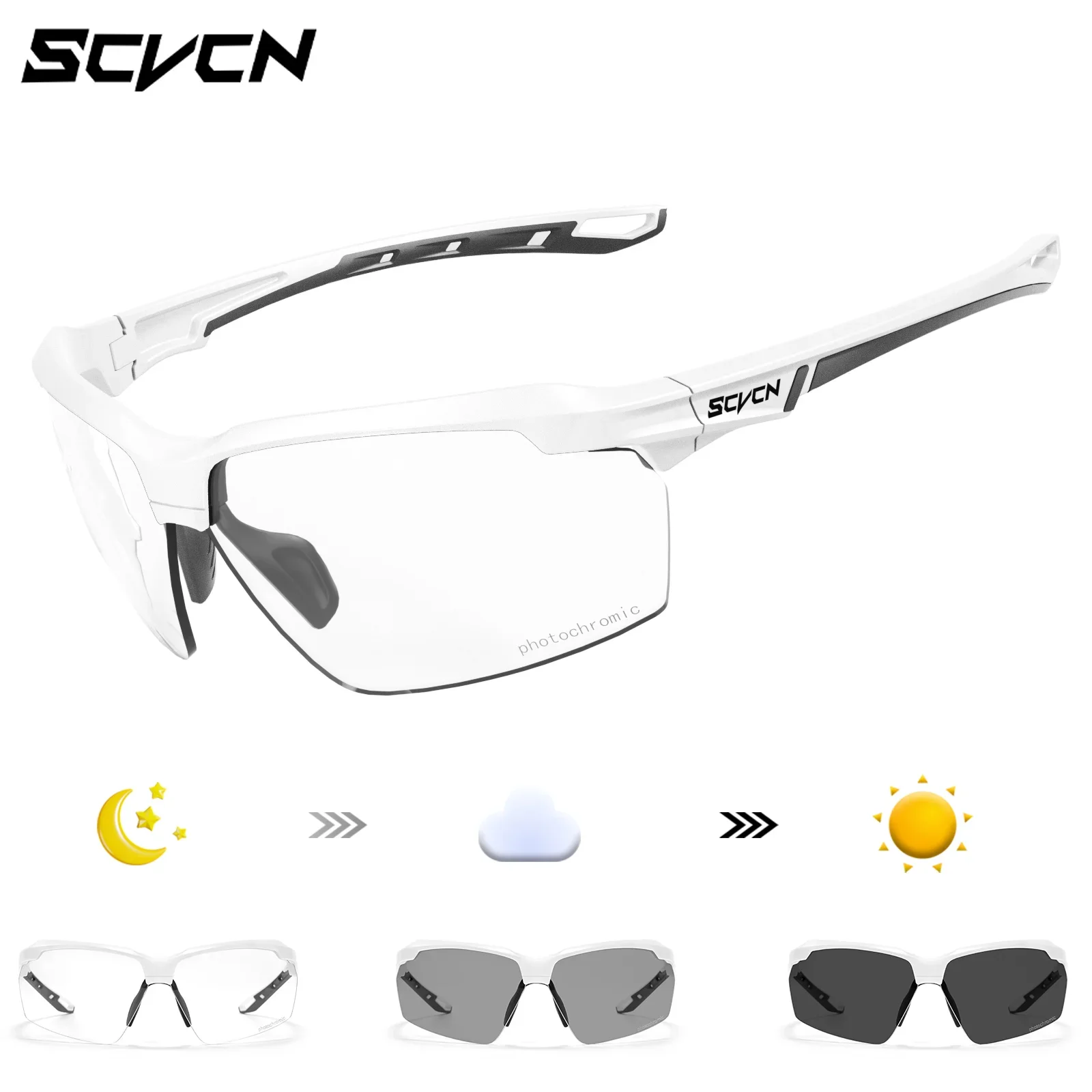 SCVCN Color Photochromic Cycling Glasses Explosion Proof Hunting CS War Game Eyewear Fashion Outdoor Airsoft Shooting Glasses