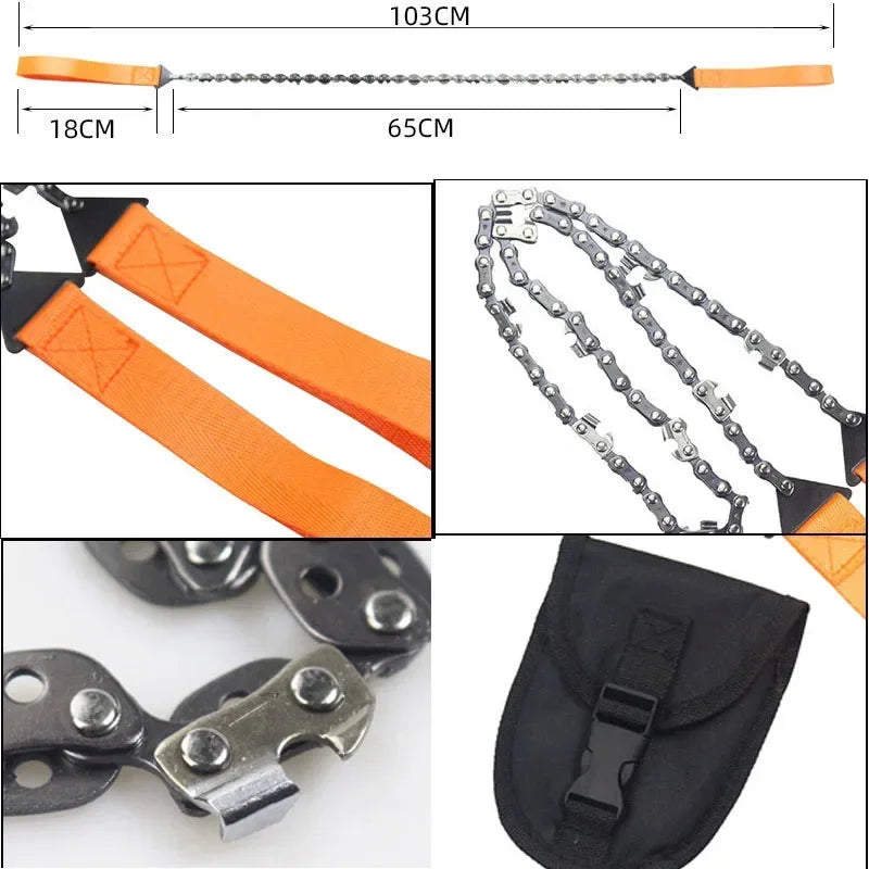 11 Tooth Portable Hand Zipper Saw Outdoor Chain Wire Saw Manganese Steel Pocket Wire Saw 24 Inch Garden Pruning tools