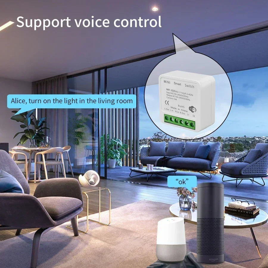 Tuya Smart WiFi Switch 16A 20A 433Mhz Receiver Breaker Smart Life App Remote Supports 2-way Control Works with Alexa Google Home