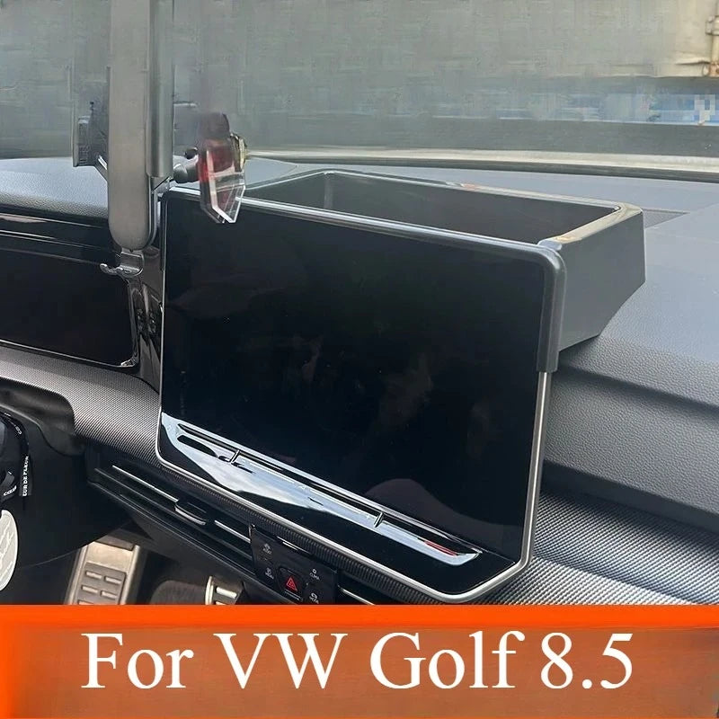 For VW Golf 8.5 2025 2026 Screen Rear Storage Box with Phone Holder Practical In-Car Organizer Dashboard Accessories