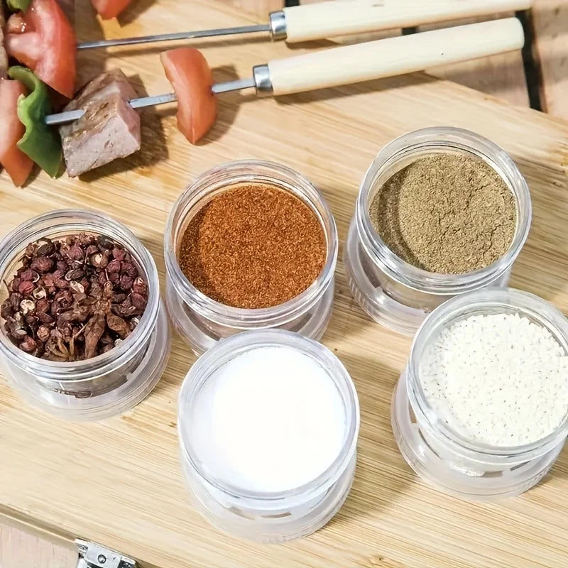 3/5pcs Portable Travel Camping Spice Jar Kit Spice Container Bag Clear Seasoning Bottles Travel Spice Condiment Container Set