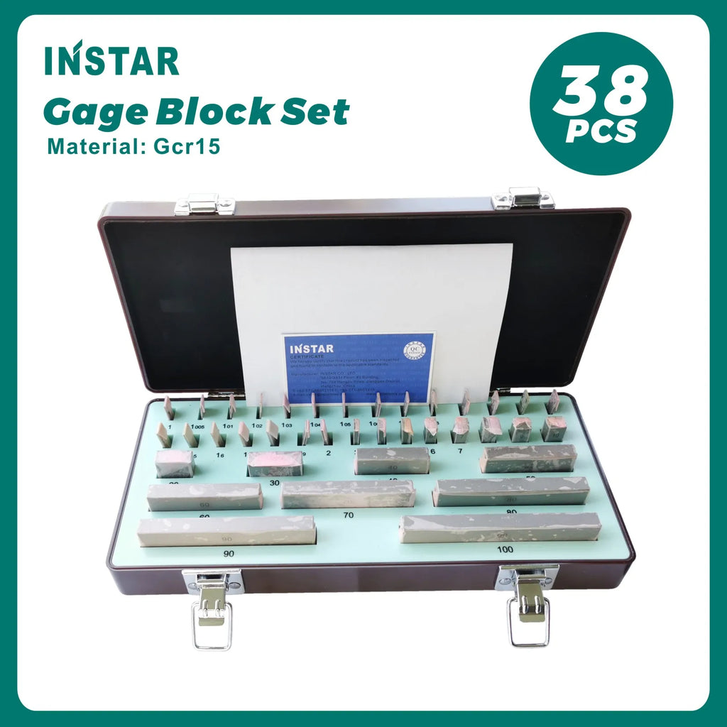 INSTAR Gage Block Set 38PC 47PC Grade 0 High Accuracy 0.00045mm Hardened Steel Gcr15 Industrial Quality 1.005-10-30-50-100mm