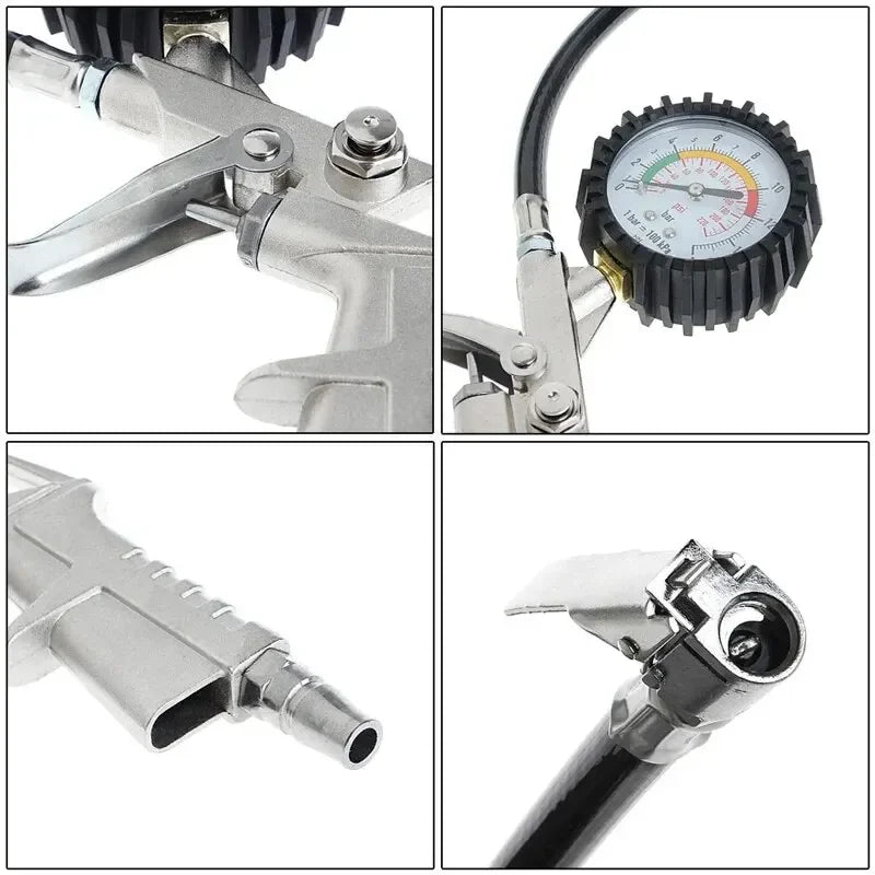 Car & Motorcycle Tire Pressure Monitoring Kit 220PSI with Gauge Tester Air Compressor Dial Meter Inflator Pump