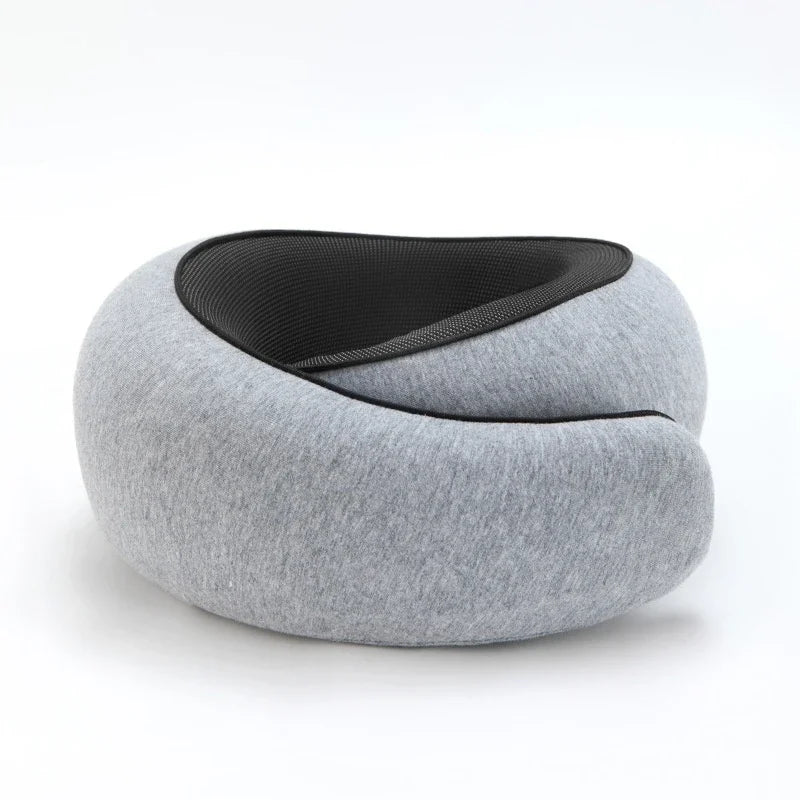 High-Density Memory Foam Neck Travel Pillow 360° Surround Support Ergonomic Design for Airplane Travel Comfort