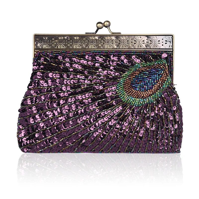 Vintage Embroidery Small Pearl Day Clutch Shoulder Chain Handbags Rhinestones Purse Beaded Diamonds Women Evening Bags