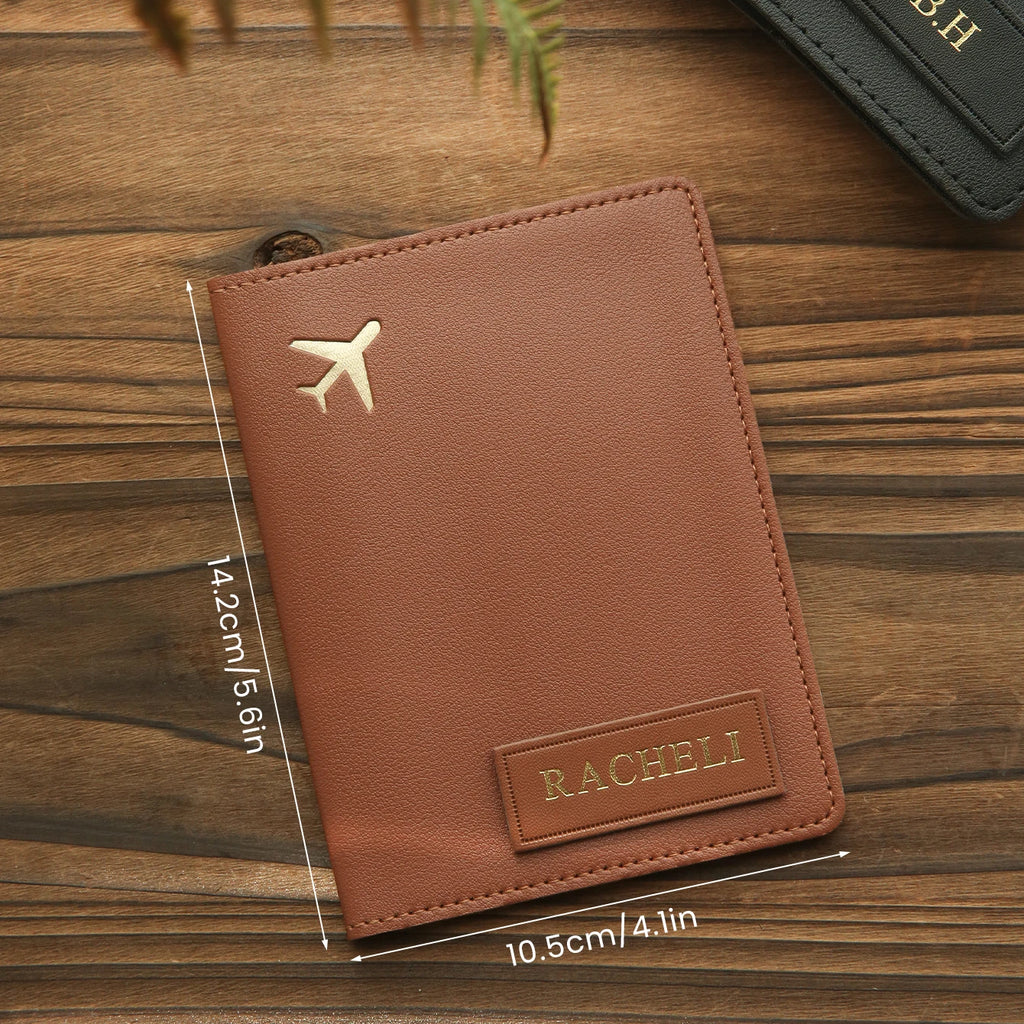 Custom Hot Stamping Name Passport Cover Minimalist Leather Passport Holder Personalized Travel Document Case, Unique Travel Gi