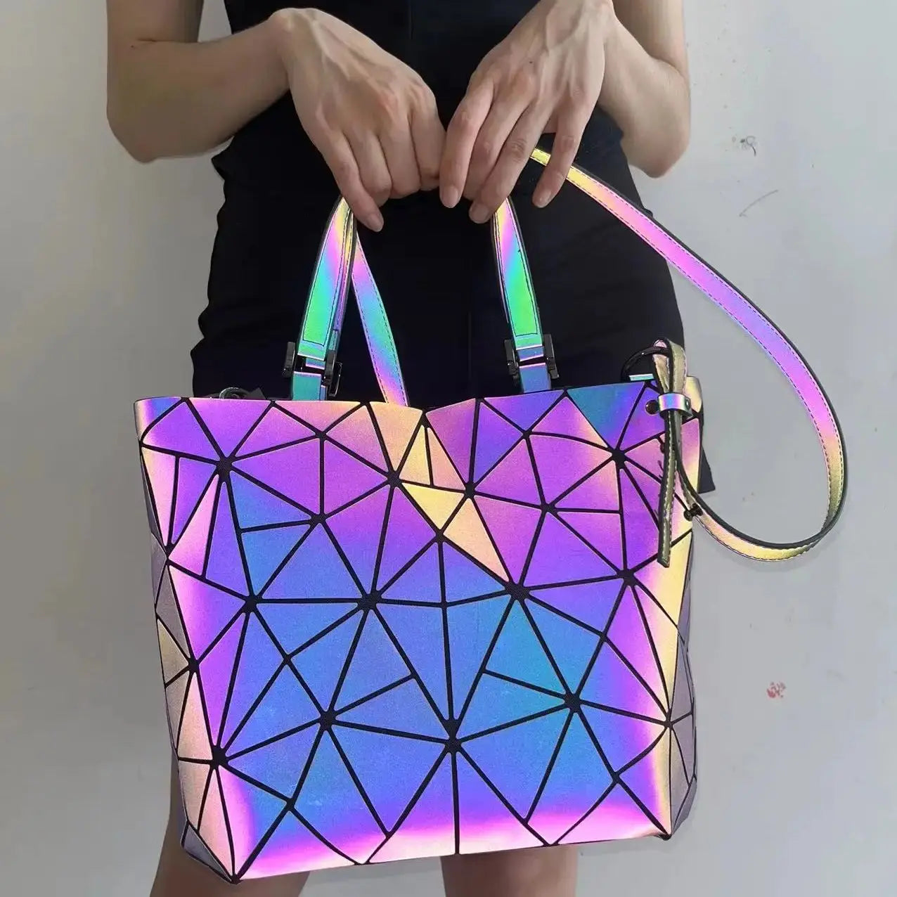 luminous Messenger Bag set handbag fashion holographic geometric  tote bag women Shoulder Bag 3pcs 1pcs