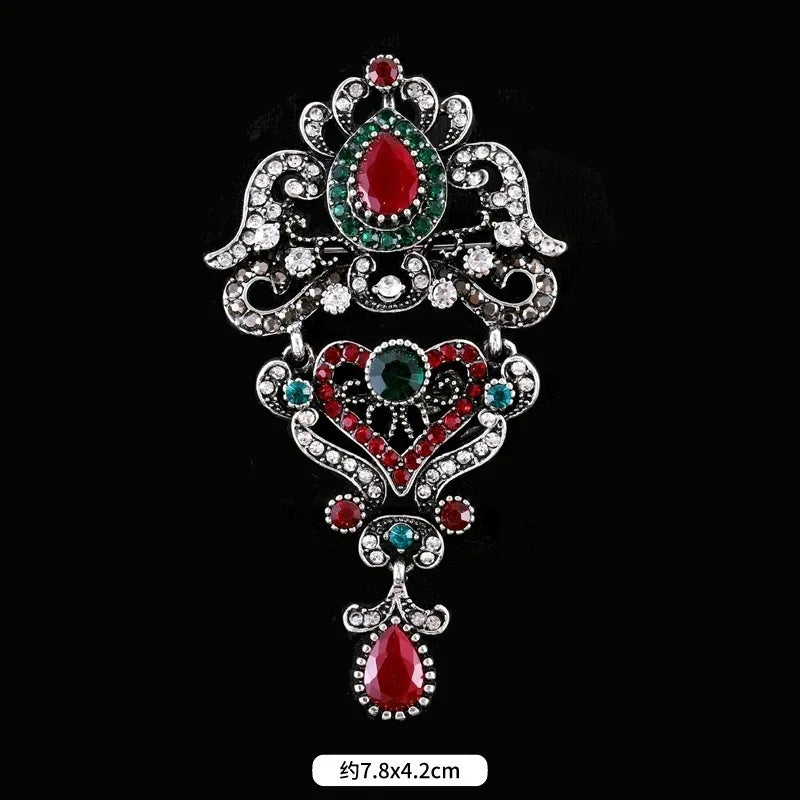 men's women's fashion crystal brooch retro metal baroque pin accessories