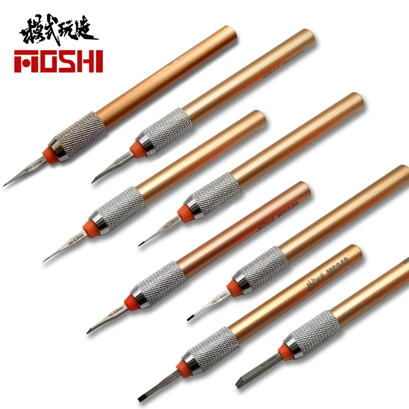 MOSHI MS048 0.15-3mm Model Carving Chisel Push Knife Precision Scribe Line Carver HSS Scoring Knife Hobby Model Making Tools