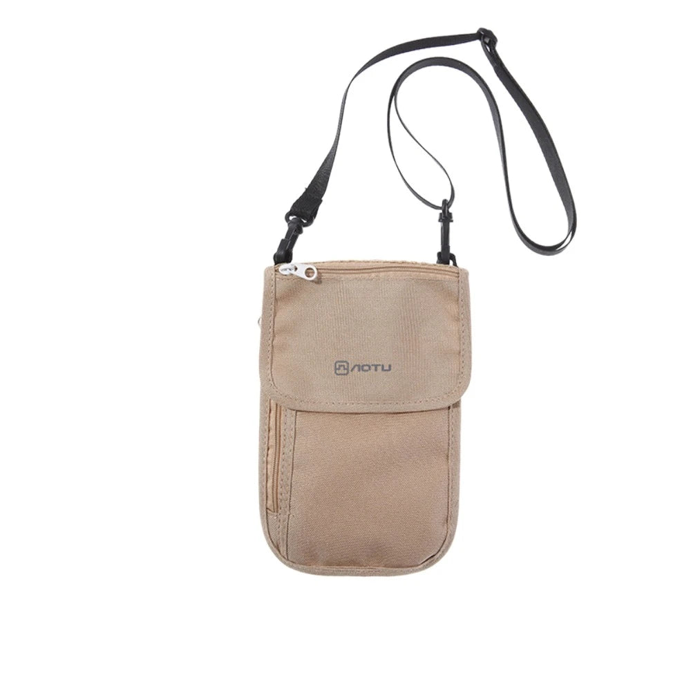 Travel Accessories Travel Wallet Khaki Black Ticket Holder Travel Neck Pouch Zipper Passport Protective Cover Passport Wallet