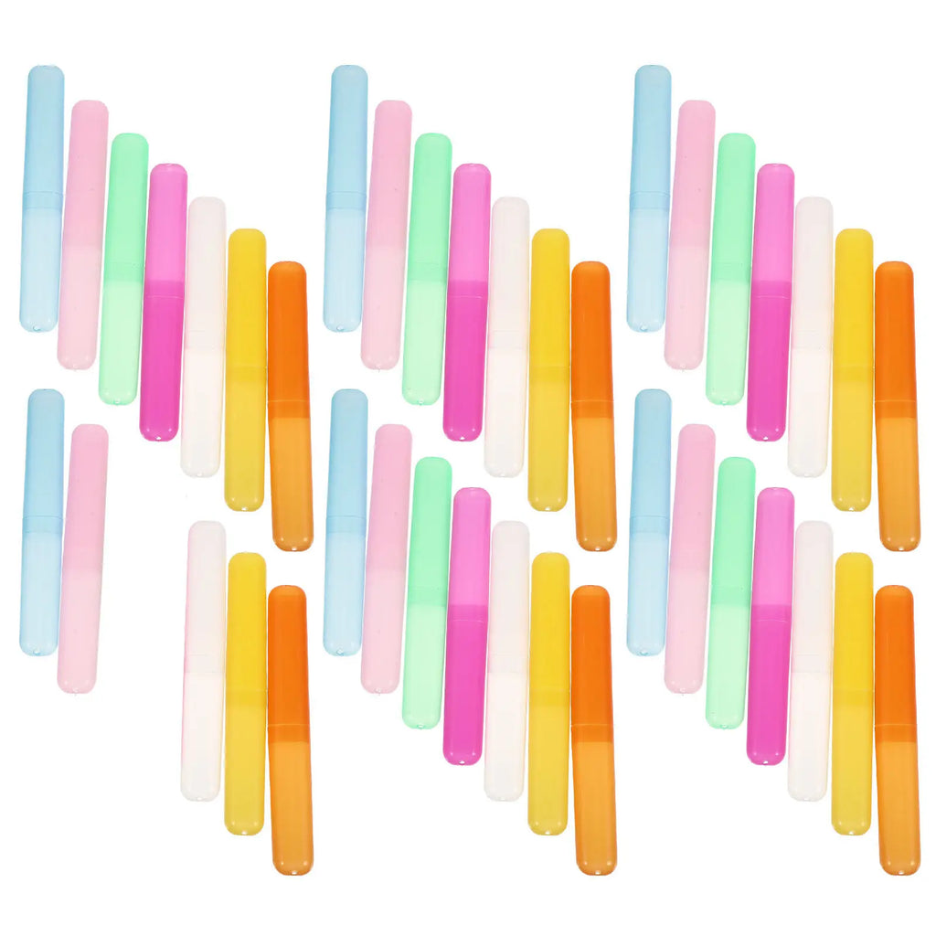 40Pcs Toothbrush Storage Box Portable Compact ABS Travel Toothbrush Case Toothpaste Container Organizer for Trips Outdoor Use