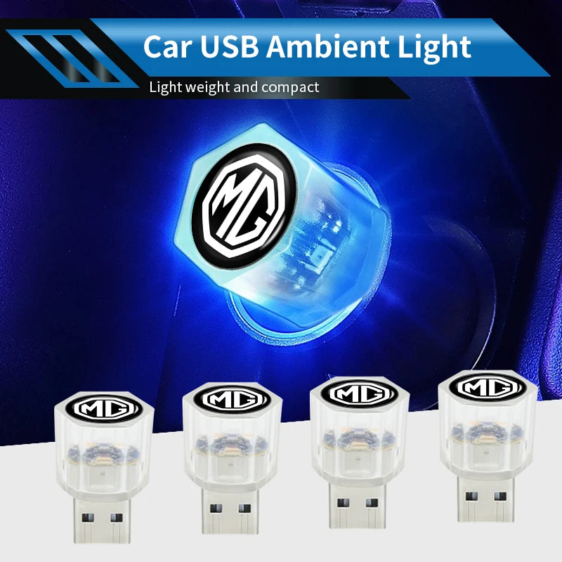 Car USB Ambient Light Mini LED Night Lamp Lighting Plug Accessories For Morris Garages MG 3 5 6 7 HS ZS GS Hector TF GT ZR RX5 R