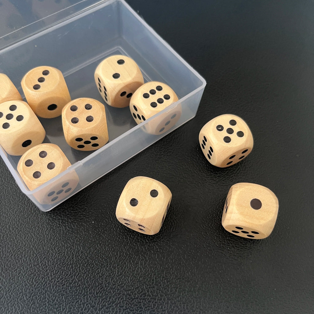 Wooden Dice 10pcs Round Corner D6 D10 Wood Dice for Flying Chess Props Table Board Role Playing Game