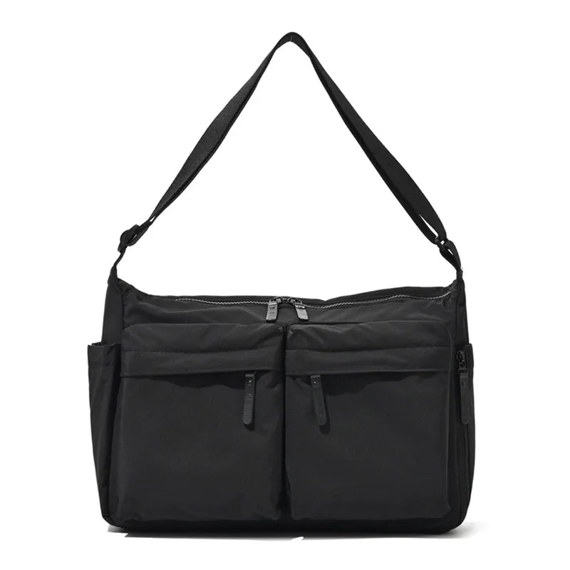 Waterproof Nylon Crossbody Bag, Multi Zipper Casual Shoulder Pack,Adjustable Strap Large Capacity Satchel for Men Women Commute