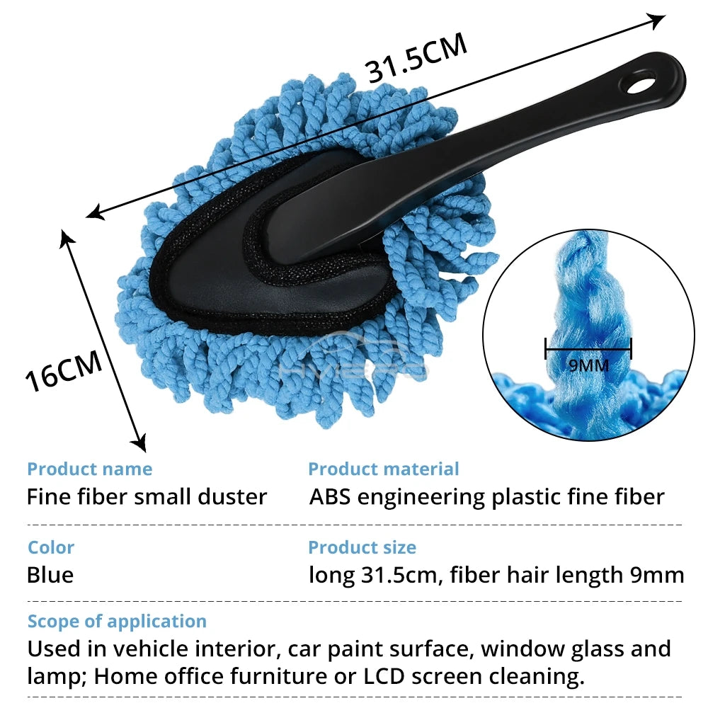 Car Dust Removal Small Duster Wipe Car Soft Brush Cleaning Mini Bristle Brush Dust Removal Nanofiber Interior Accessories Blue