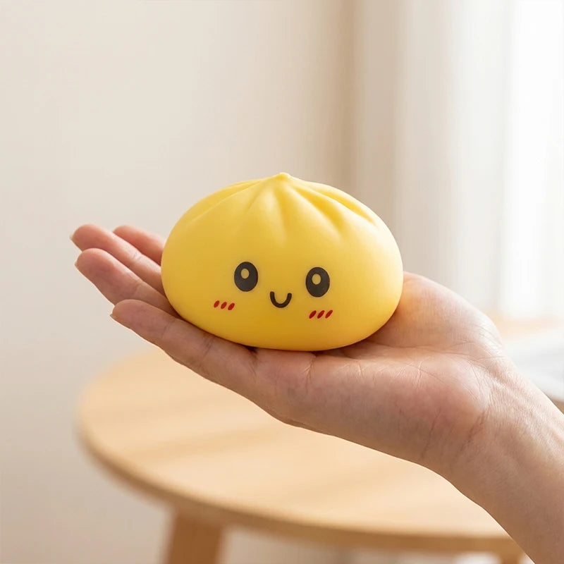 Colorful Dumpling Squishy Stress Relief Balls with Steamer Reusable Rebound Squeeze Reliever Dough Ball Home Office Gifts