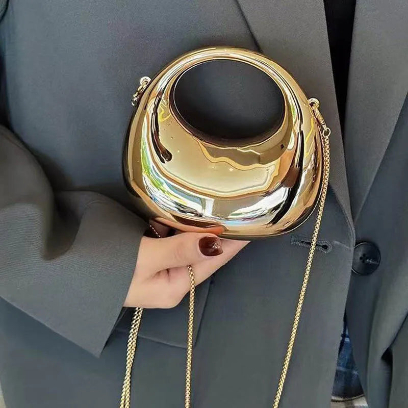 Mini Golden Evening Bag Purses and Handbags Luxury Designer Shoulder Bags Funny Shape Party Wedding Acrylic Shiny Clutch Purse