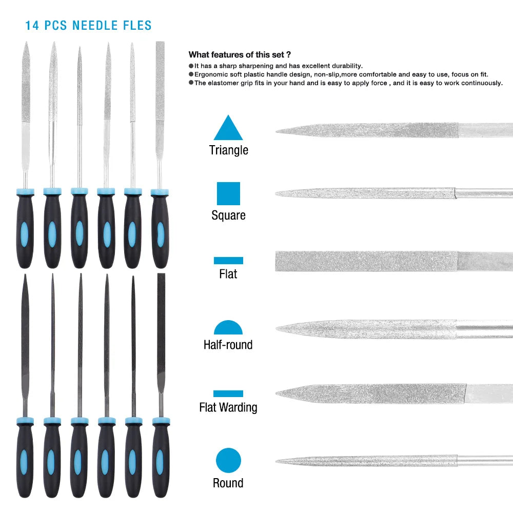 13pcs Multi-functional Steel Metal Rasp Needle Files Set Metalworking Tools Diamond Files Steel  Wood Jewelry Polishing Grinding