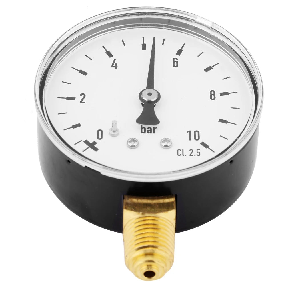 Air Oil Water Pressure Gauge 1/4 Inch NPT 0-10 Bar Side Mount Manometer