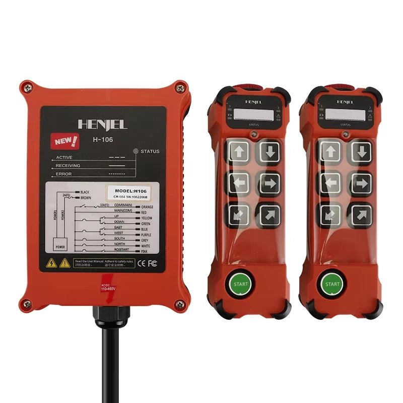 HENJEL H106 Industrial Radio Remote Control 6 Button Single Hydraulic Controller, Waterproof Crane Electric Hoist Remote Control