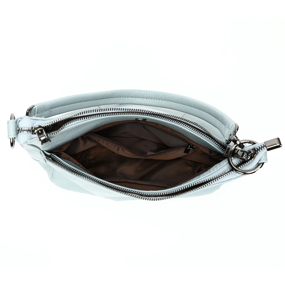 Women Full Grain Cow Leather Hobo Bag With Two Straps Multi Color Large Capacity Shoulder Crossbody Handbag