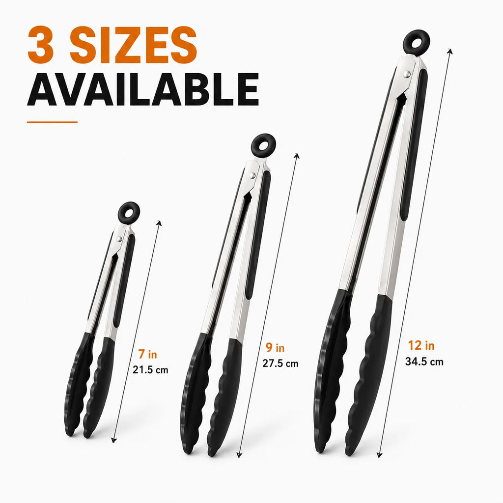Silicone Food Tongs Heat Resistant Stainless Steel Kitchen Clip Non Slip for Home Kitchen Restaurant BBQ Outdoor Camping Steak