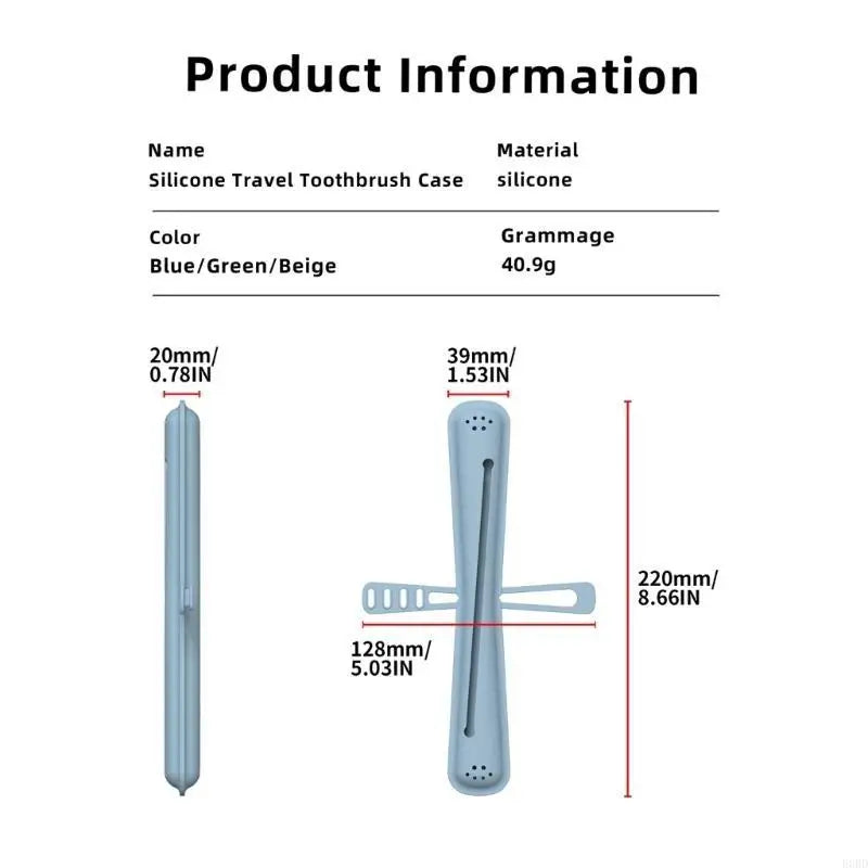 E0BD Reusable Silicone Toothbrush Cover Case For Traveler with Toothpaste Clip