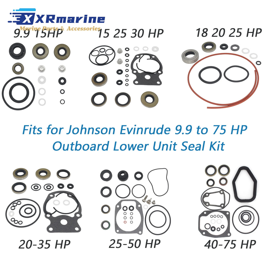 Outboard Lower Unit Seal Kit for Johnson Evinrude 9.9 15 18 20 25 30 35 40 48 50 55 60 65 70 75 HP Engines 396350 5007987