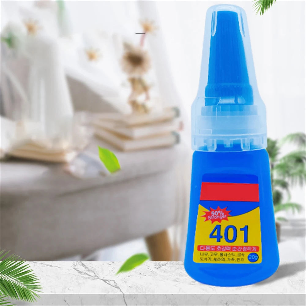 Super Stronger Glue 20ML 401 Glue Instant Fast Adhesive Bottle Multi-Purpose Fix Super Strong Liquid Colorless Adhesive Glue