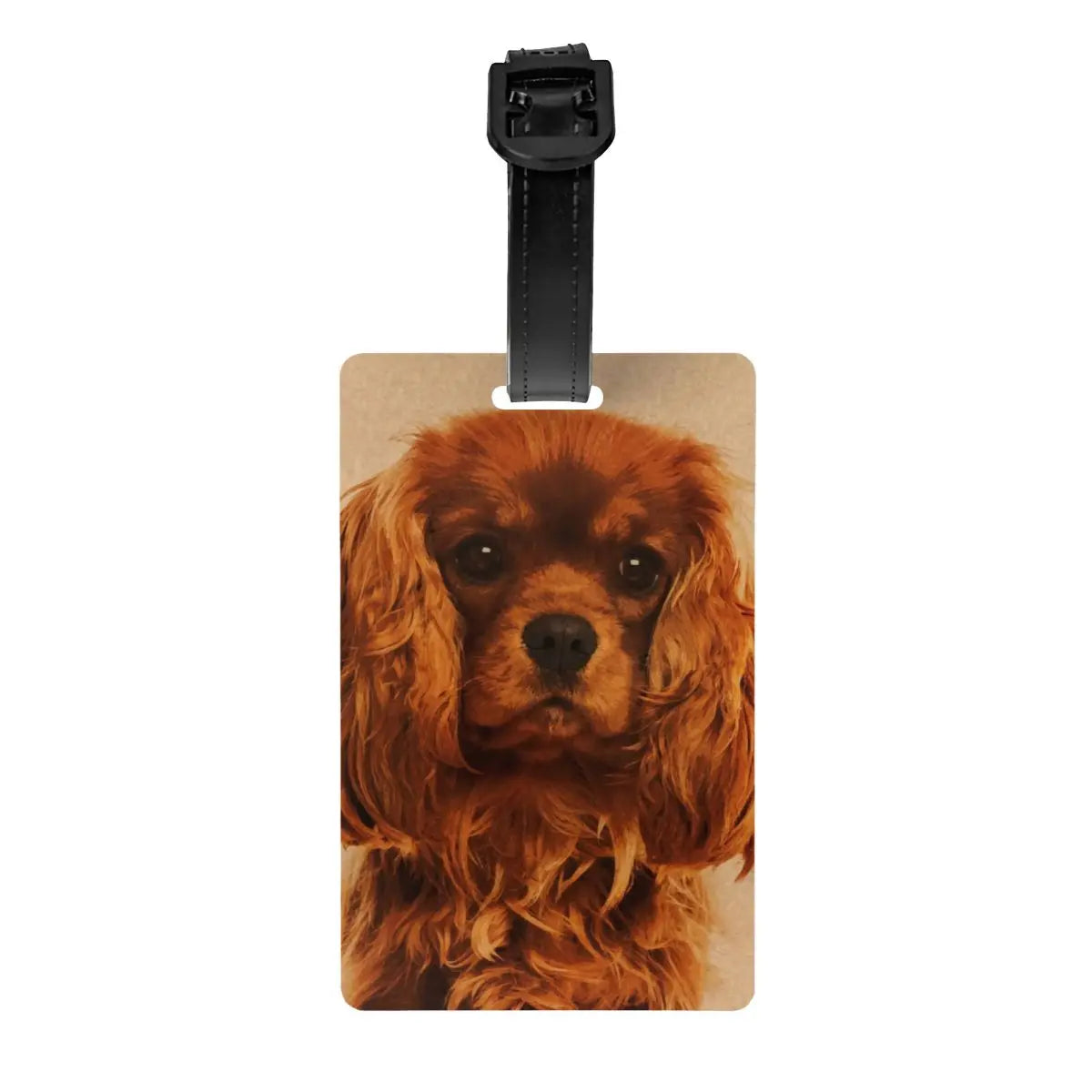 Custom Cavalier King Charles Spaniel Pet Portraits Art Luggage Tag Dog Suitcase Baggage Privacy Cover ID Label