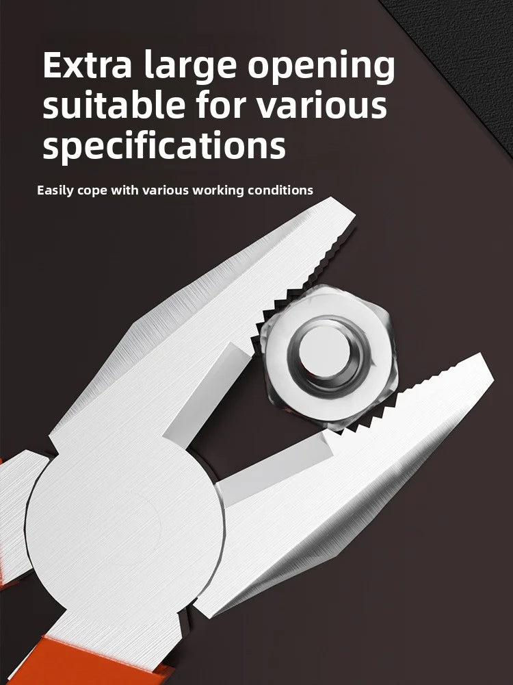 Heavy Duty Electric Wire Pliers Multifunction Tool with Large Opening for Cutting Twisting Gripping Sharp Industrial Metal Work